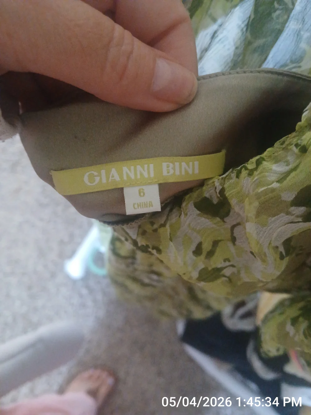 Olive Green Floral Square-Neck Midi Dress - Picture 4 of 4